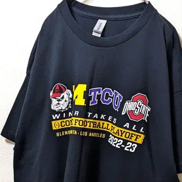 길단 TCU 칼리지 풋볼 플레이오프 티셔츠 블랙 검정 XL 구제 의류