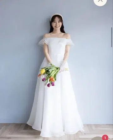 오프숄더 쉬폰 웨딩 드레스