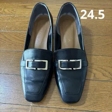 DIANA 스퀘어 로퍼 24.5 블랙 천연 가죽