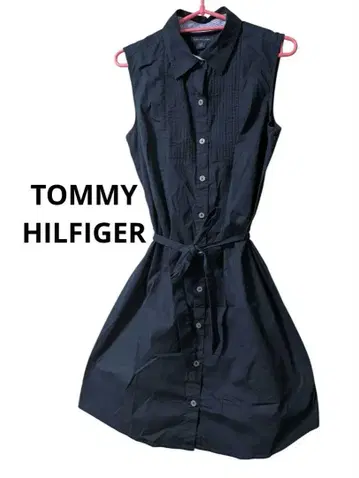 타미힐피거 네이비 슬리브리스 셔츠 원피스 TOMMY