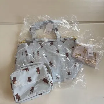 곰 무늬 그레이 마더 백 파우치 포함 기저귀 교환 시트 포함