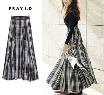 FRAY I.D 프레이 아이디 랜덤 바닥 타프타 스커트 체크 맥시