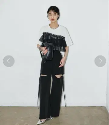 AIC. 2WAY 컷 아웃 세퍼레이트 와이드 팬츠 블랙