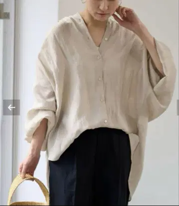 시어 린넨 판초 블라우스 베이지