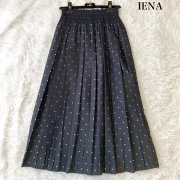 IENA 네이비 도트 플리츠 스커트 롱 38 사이즈 정가 15,000엔