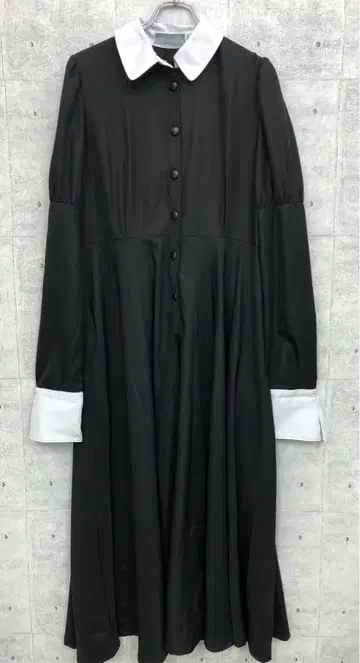 RURU 클래시컬 메이드풍 구제 의류 롱 클레릭 롱 셔츠 원피스