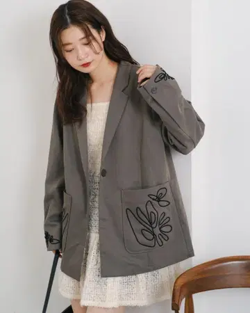 프렌치 트윌 자수 안감 부착 자켓 [셋업 가능/원단 포함]