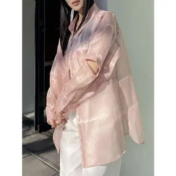 MURUA 시스루 오버 사이즈 핑크 셔츠
