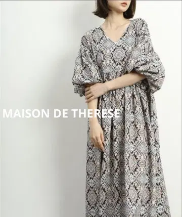 MAISON DE THERESE 넉넉하고 부드러운 소매 올 패턴 원피스