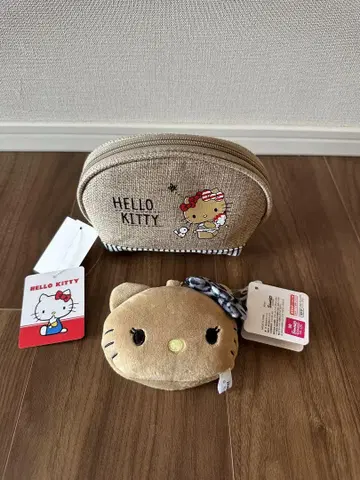 시마무라 일광화상 키티 봉제 인형 거울 파우치 세트