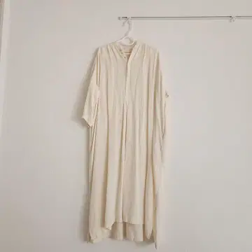 스즈키 타카유키 셔츠 원피스 반팔 크림