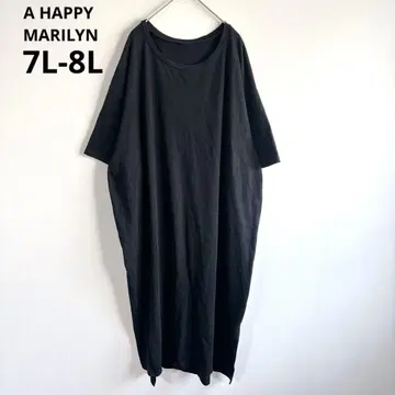 4723 해피 마릴린 [8L 상당] 반팔 티셔츠 원피스 블랙 롱 티셔츠