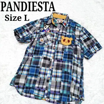 PANDIESTA 팬디에스타 체크 패치워크 셔츠 자수 L
