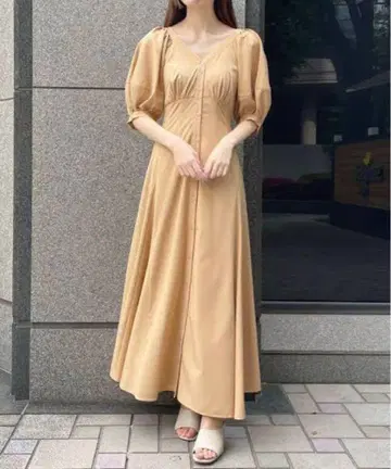 코코딜 오픈 퍼프 슬리브 원피스