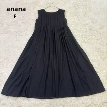 anana 슬리브리스 플리츠 원피스 맥시 길이 블랙 FREE
