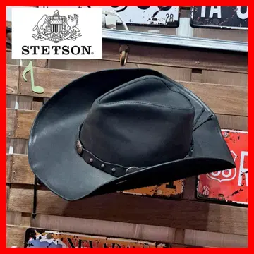 큰 사이즈! STETSON 스탬프 가죽 네이비 로데오 햇