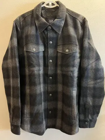 GAP 그레이 계열 체크 플란넬 자켓 L