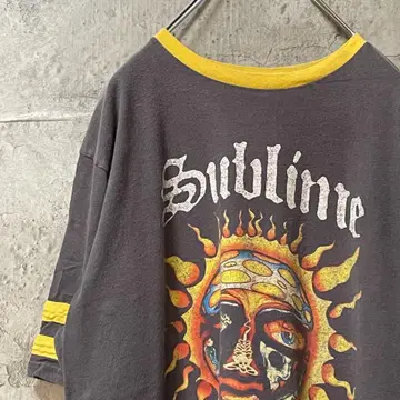 Sublime 90s 선 페이스 태양 밴딩 래글런 티셔츠