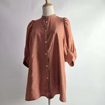 마라 드레이프감 레이온 밴드 카라 셔츠 볼륨 슬리브 38 브라운