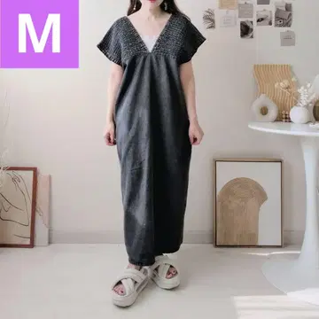 시마무라 데님 셔링 원피스 블랙 M 사이즈