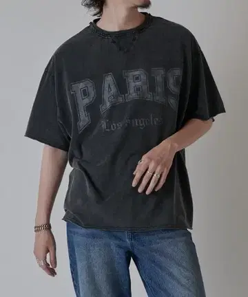 새상품급 루이스 Lui's 스노우 워시 PARIS 반팔 티셔츠 피그먼트
