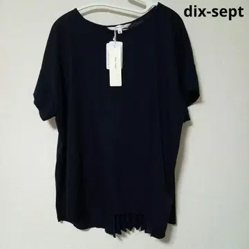 dix-sept 디셋 뒷면 플리츠 프렌치 슬리브 티셔츠 다크 네이비