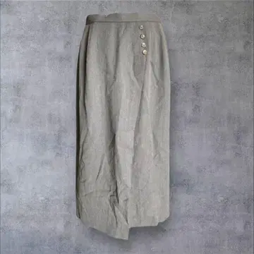S64 LUFRAN 일본제 그레이 버튼이 달린 롱 스커트