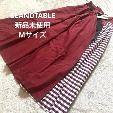 미사용 새상품 그랜터블/체크 배색 롱 스커트