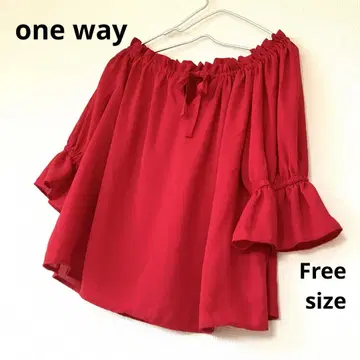 one way 원웨이 오프숄더 튜닉 프릴 빨간색 F 사이즈