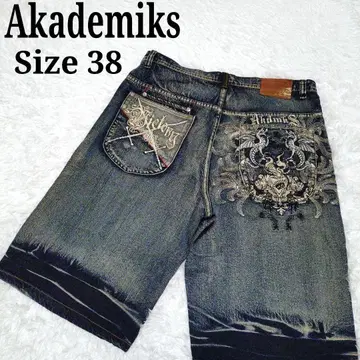 Akademiks 아카데미쿠스 데님 하프 팬츠 자수 빅 사이즈 38
