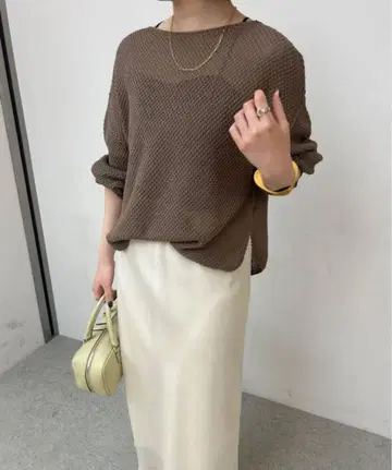 NOBLE 페이퍼 얀 카노코 BACK V 풀오버 신주쿠점 한정판 브라운