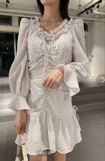 SNIDEL 프린트 개더 미니 원피스 DOT 1