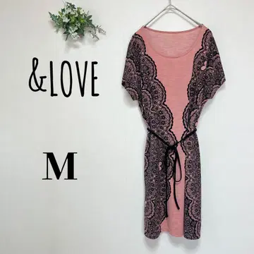 &LOVE 앤드러브 (M) 원피스 하트 반팔 허리 리본