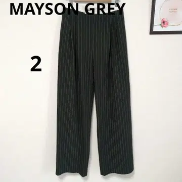 MAYSON GREY 스트라이프 와이드 팬츠 다크 그린