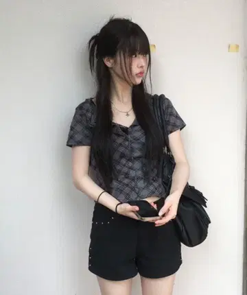 anyonemore 체크 무늬 슬림 핏 가디건