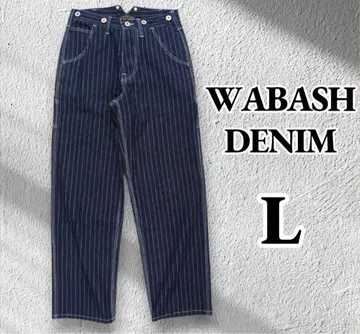 Wobash 스트라이프 데님 히코리 아메카지 워크 와이드 남성용