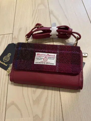 Harris Tweed 레드 지갑 숄더백 새상품