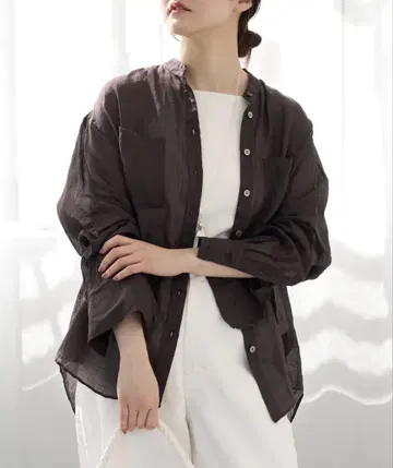 이번 시즌 신상품 IENA 이에나 36 라미 밴드 카라 셔츠 브라운