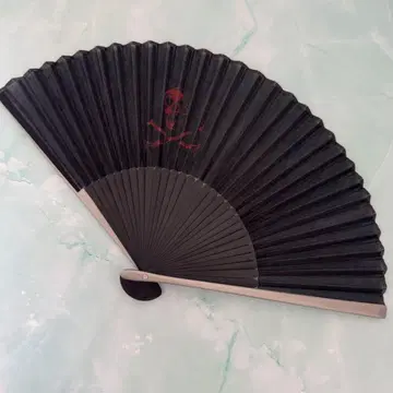 부채 패브릭 소재 패브릭 부채 스컬 블랙 x 실버