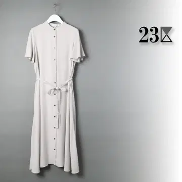 408 새상품 이번 시즌 23구 밴드 카라 파우더리 셔츠 원피스 38
