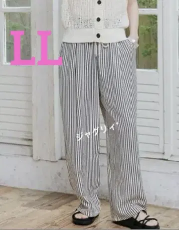 시마무라 megumi 이지 팬츠 농후한 화이트 스트라이프 LL