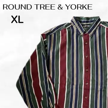 ROUND TREE & YORKE 긴팔 셔츠 스트라이프 빈티지 구제 의류