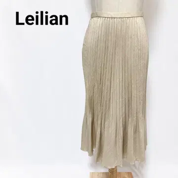 Leilian 레리안 고급 플리츠 스커트 플레어 밑단 베이지 11 일본제