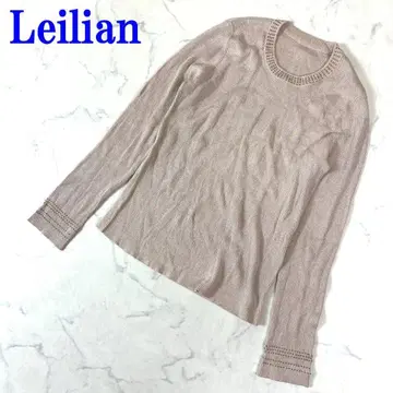 Leilian 레리안 긴팔 니트 핑크 베이지 라메 실크 9 C2469