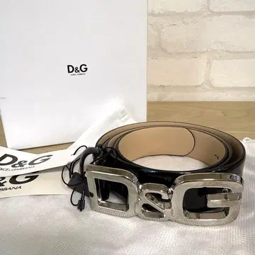 D&G 로고 버클 에나멜 벨트 블랙