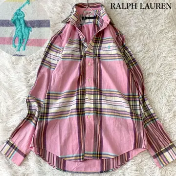 RALPH LAUREN 인디언 마드라스 포니 자수 체크 셔츠 S
