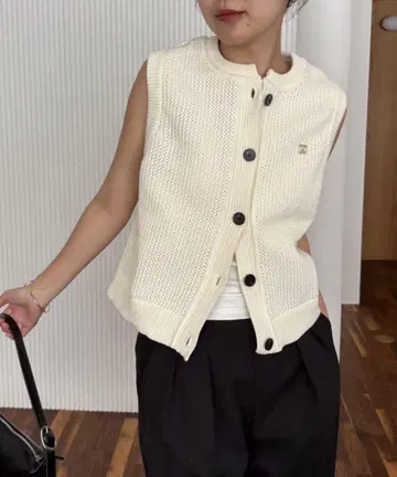 CAPRICIEUX LE'MAGE 메쉬 박스 베스트 화이트