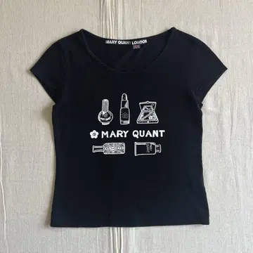 MARY QUANT 큐빅 화장품 로고 라메 피치 T 헤이세이 갸루 Y2K