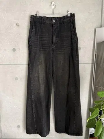 WYM CURVED FLARE DENIM SLACKS 와이드 데님