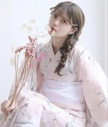 꽃무늬 핑크 유카타 오비